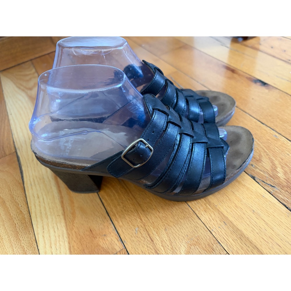 Dansko‎ Dina Black Leather High Heel Strappy Open Toe Sandals Size 39/US 8.5-9